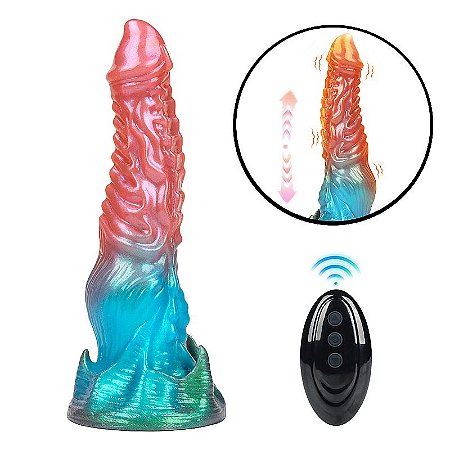 Alien Thrusting Vibrating Dildo Glow In The Dark - Plug anal alien recarregável com controle remoto função de aquecimento e vai e vem - 23,5 x 6,3