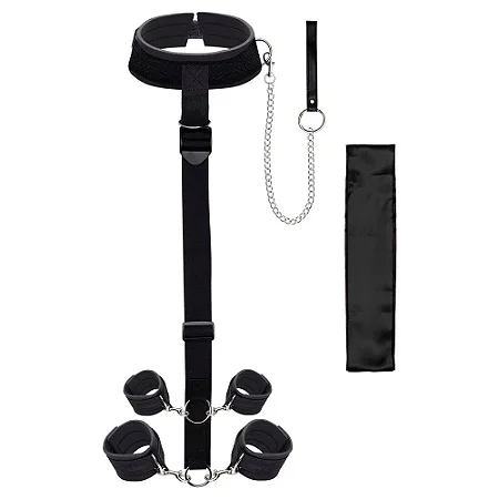 Kit Sado Bdsm Bondage - coleira com algema e venda