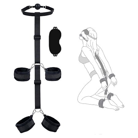Kit sado bondage - algema amarras venda mordaça