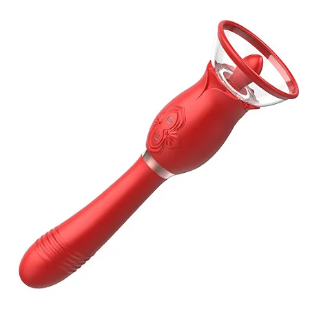 2 em 1 - vibrador recarregável estimulador de ponto G e sucção vaginal com língua estimuladora de clitóris