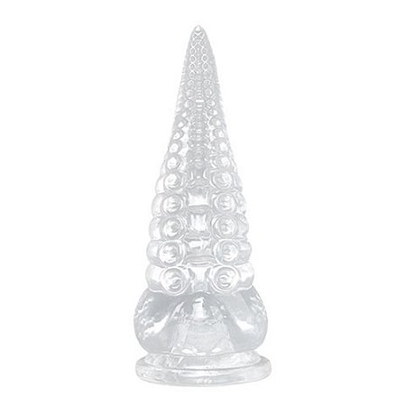 Plug anal transparente formato de tentáculo em silicone com ventosa - 10,5x2,7cm