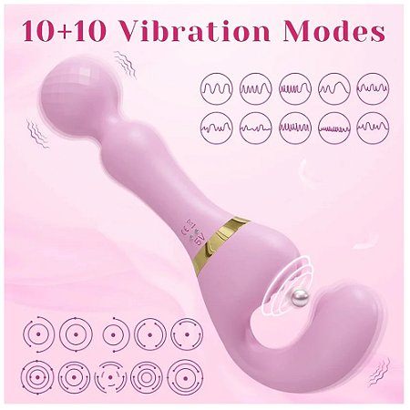2 em 1 - massageador elétrico varinha mágica e vibrador ponto G com triplo motor recarregável