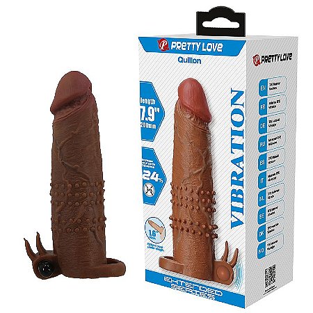 Pretty Love Quilon - capa peniana vibratória com anel de escroto - cor chocolate