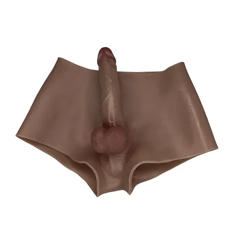 ONE-PIECE PENIS MLSM2215 - Cinta em silicone com pênis realístico macio integrado - COR MARROM - 16 x 3,5cm