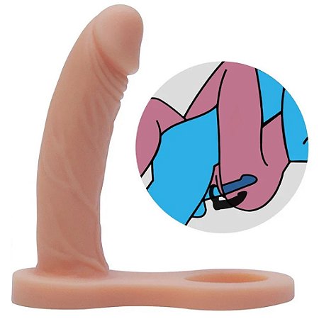 Realistic big dildo anel dupla penetração - anel peniano companheiro para dupla penetração -11x3cm - cor bege