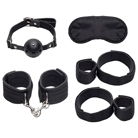 Kit sado mordaça bondage com 5 peças