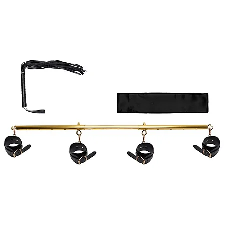 Kit sado bdsm bondage barra dourada algemas