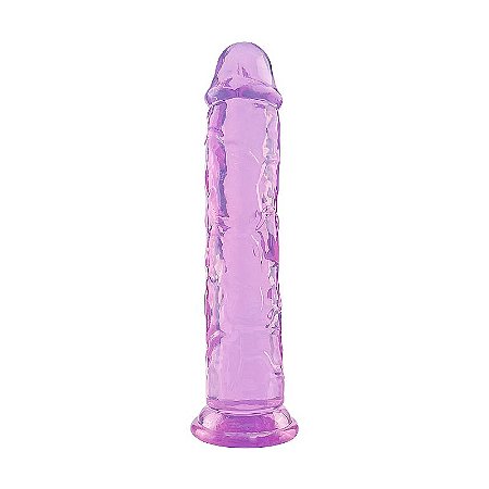 Pênis realístico de silicone transparente com ventosa - 21 x 4,2cm - cor lilás