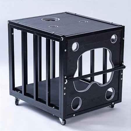 SEX FURNITURE DELUXE PUPPY CAGE BDSM - Gaiola de Restrição com Orifícios para Cabeça, Punhos, Tornozelos e Bumbum