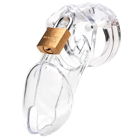 CC512 CB6000 — Cinto de Castidade Masculino Transparente com Design Anatômico e Encaixe em 3 Peças