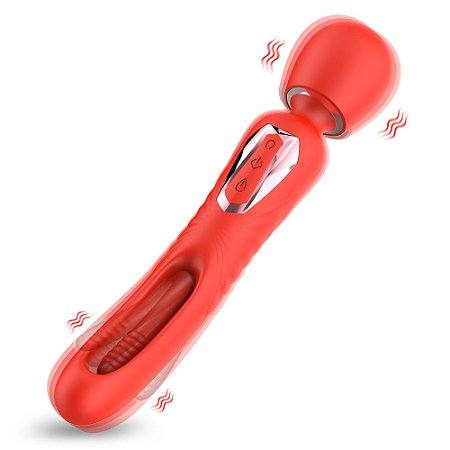 Dennis - Vibrador Varinha Mágica Duplo Recarregável para Ponto G e estimulação de Clitóris