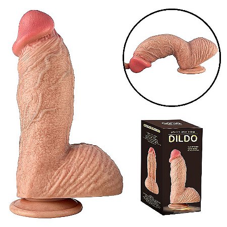 Pênis realístico com ventosa em material ultra realístico em silicone líquido - 22,5 x 6,2cm