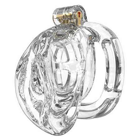 Gaiola de Castidade Masculino com Design Diferenciado na Ponta em Formato de Vulva - cor transparente