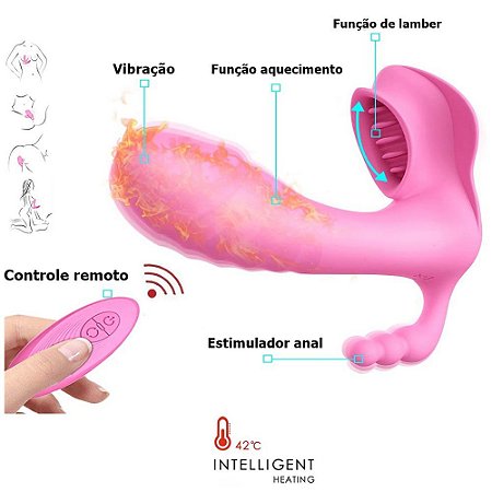 DIBE SEX ANGELINA MASSAGER - calcinha vibratória Estimulador clitoriano e anal com penetrador ponto g e estimulação por sucção, função de auto aquecimento, recarregável e controle sem fio