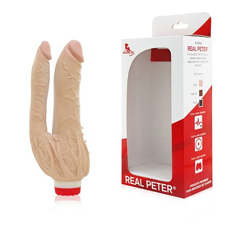 REAL PETER DUPLO INTERNACIONAL - PÊNIS VIBRADOR DUPLO 12x3,5cm e 11x2,3cm