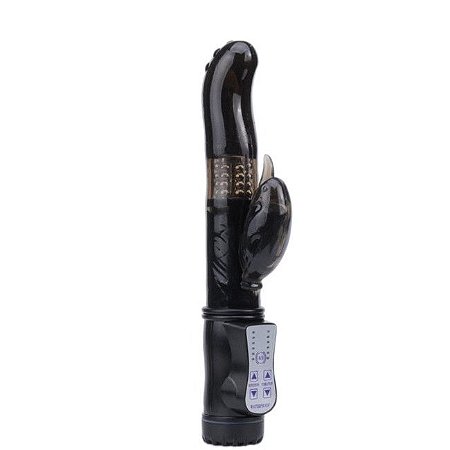 JACK RABBIT VIBRADOR ROTATIVO COM ESTIMULADOR CLITORIANO RECARREGÁVEL VIA CABO USB - COR PRETA