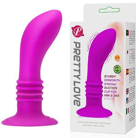 PRETTY LOVE - PLUG ANAL EM SOFT TOUCH COM VENTOSA E VIBRO DE 10 VELOCIDADES - 13 X 3 CM