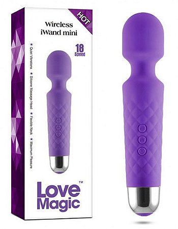 LOVE MAGIC - MASSAGEADOR ERÓTICO RECARREGÁVEL EM SOFT TOUCH COM 18 FUNÇÕES DE VIBRAÇÃO - 20 X 4 CM | COR: ROXO