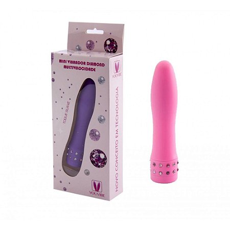 MINI VIBRADOR DIAMOND - PERSONAL EM SILICONE MACIO COM MULTIVELOCIDADE - 10,5 X 2 CM | COR: ROSA