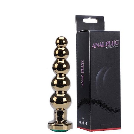 PLUG ANAL METAL ESFERAS - DOURADO