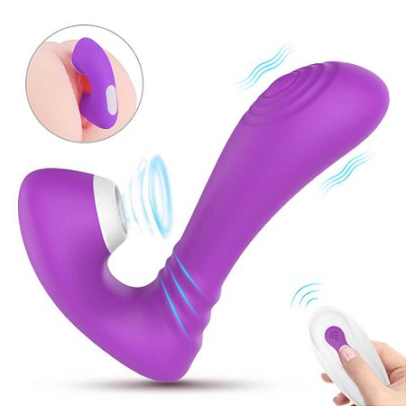 S-Hande Grey - VIBRADOR COM SISTEMA DE SUCÇÃO DE CLÍTORIS OU DE PONTO G EM SILICONE COM IPX7 À PROVA DE ÁGUA E 9 MODOS DE VIBRAÇÕES E DE SUCÇÕES, CONTROLE REMOTO SEM FIO