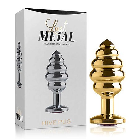 LUST METAL HIVE PLUG - PLUG ANAL ESCALONADO DOURADO COM JOIA NA BASE