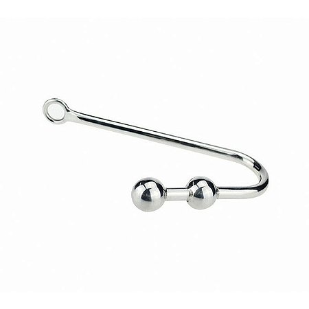 ASS HOOK STEEL - PLUG ANAL EM METAL INOX EM FORMA GANCHO COM DUAS ESFERAS