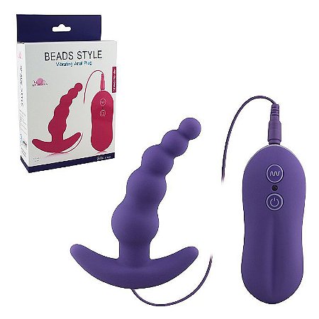 APHRODISIA BEADS STYLE - Plug anal com Vibrador em Soft Touch com 10 velocidades - cor roxa