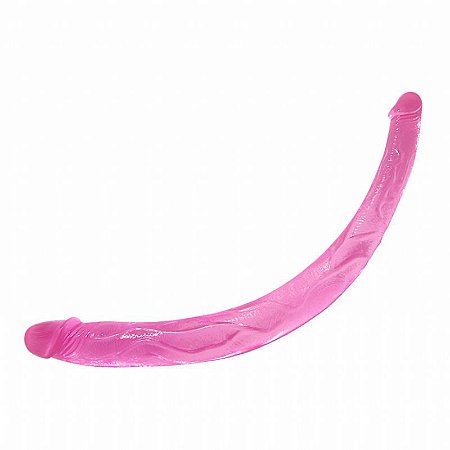 Baile Double Dones - PÊNIS DUPLO FLEXÍVEL COM VEIAS SALIENTES - 42 X 3,5 CM - COR ROSA
