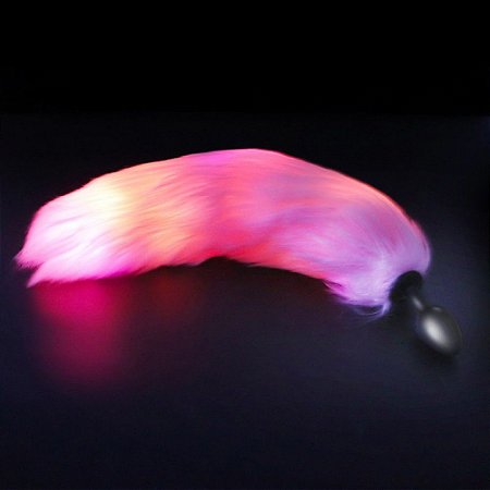 PLUG ANAL SILICONE DE LUXO COM CAUDA DE 23CM COM LUZ LED - COR BRANCA