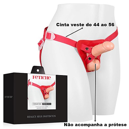 STRAP ON FETICHE EM VINIL - CINTA PENIANA AJUSTÁVEL COM APOIO LOMBAR | COR: VERMELHA | Plus size