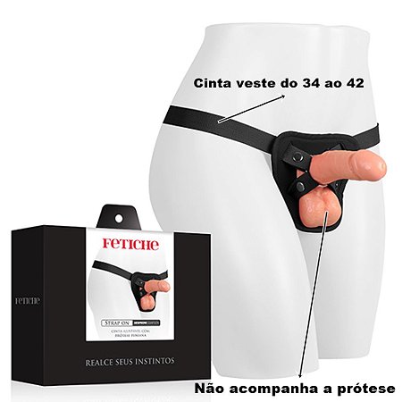 STRAP ON FETICHE EM NEOPRENE - CINTA PENIANA AJUSTÁVEL COM APOIO LOMBAR | COR: PRETA