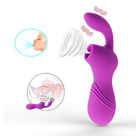 VIBRADOR ESTIMULADOR DE CLÍTORIS COM SUCÇÃO RECARREGÁVEL, FEITO EM SILICONE COM 12 MODOS DE VIBRAÇÕES