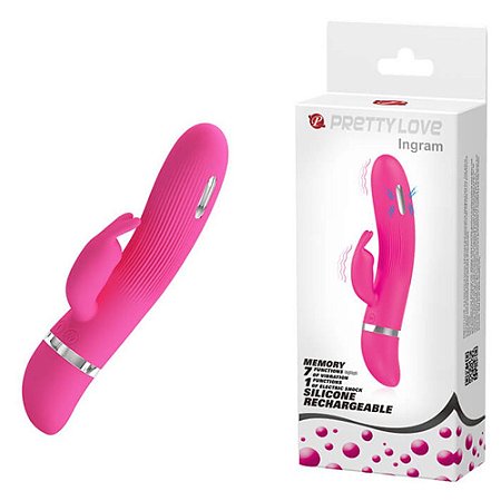 PRETTY LOVE INGRAM - VIBRADOR COM FUNÇÃO DE CHOQUE, ESTIMULADOR DE PONTO G E CLITÓRIS - 19 X 3,5 CM