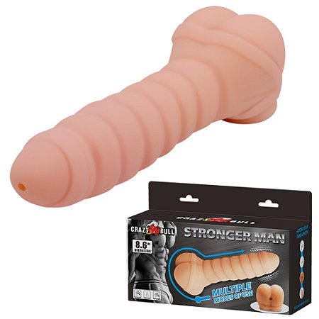 BAILE CRAZY BULL STRONGER MAN - CAPA PENIANA E MASTURBADOR FORMATO ÂNUS COM VIBRADOR -  22 X 7 CM