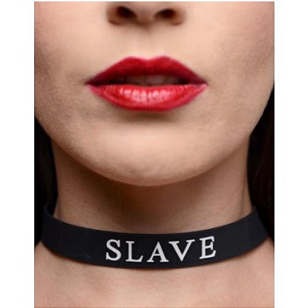 COLAR AJUSTÁVEL EM SILICONE - SLAVE - COR PRETO