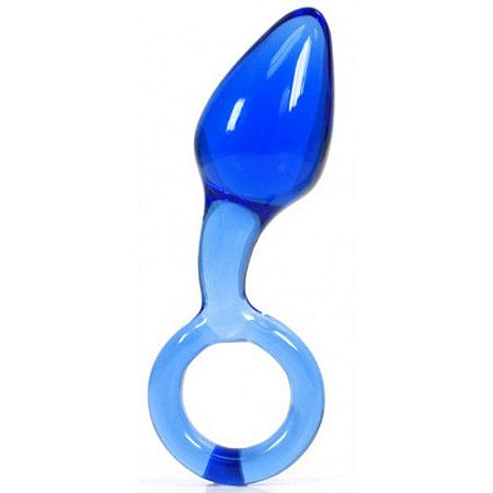 PLUG DE VIDRO COM ALÇA - 13 x 3,6 CM - COR AZUL