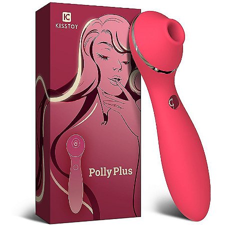 KISSTOY POLLY PLUS - SUGADOR CLITORIANO E VIBRADOR ESTIMULADOR PONTO G COM SISTEMA DE AQUECIMENTO 16,8 X 4,5 CM - COR VERMELHA