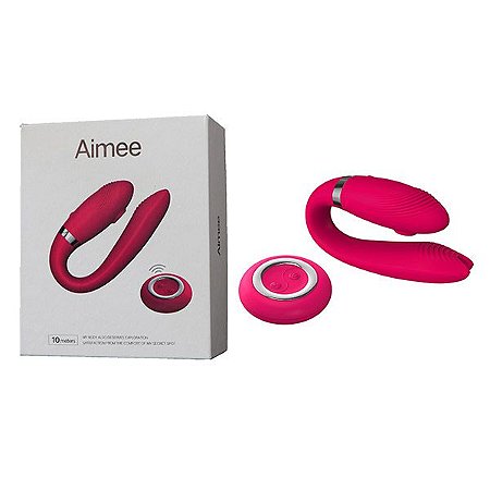 AIMEE - VIBRADOR RECARREGÁVEL PARA DUPLA PENETRAÇÃO, COM SUCÇÃO DE CLITÓRIS - POSSUI 36 MODOS DE VIBRAÇÃO