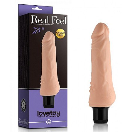 LOVETOY REAL FEEL 4 - PÊNIS COM VIBRADOR E VEIAS REALÍSTICAS - FEITO EM CYBER SKIN - 19,5 X 3,8 CM