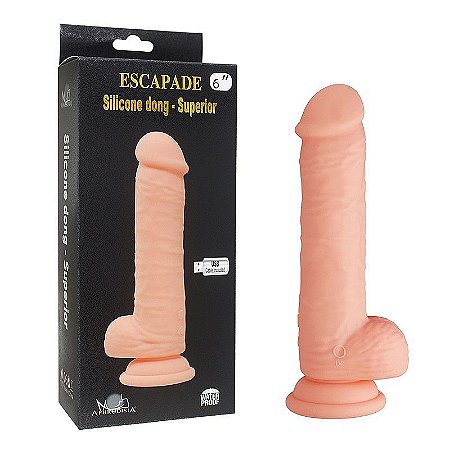 APHRODISIA ESCAPADE SILICONE DONG SUPERIOR - PÊNIS BEGE REALÍSTICO RECARREGÁVEL COM VIBRADOR E VENTOSA - 22 X 4CM