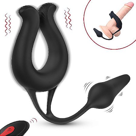 S-HANDE NICOLE RCT - PLUG ANAL COM ANEL PENIANO VIBRADOR - 23 X 6.9 CM