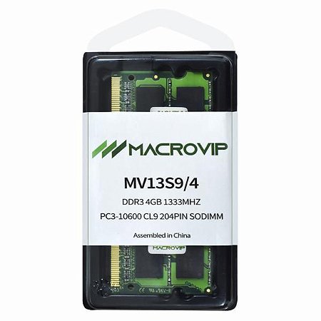 Memória para notebook 4GB DDR3 1333MHZ Macrovip MV13S9/4