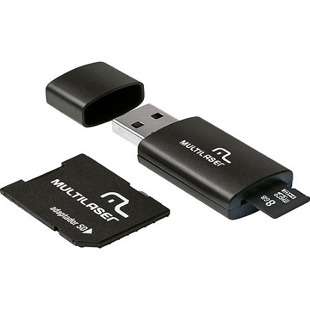 Cartão de Memória 3 em 1 - 8GB com Micro SD e Adaptador SD - Preto - Multilaser