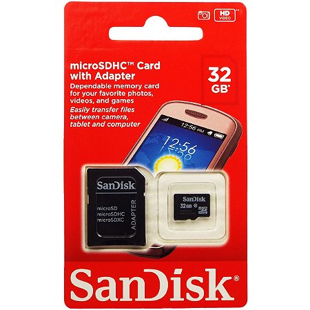 Cartão De Memória 32Gb Micro Sd + Adaptador SD - SanDisk