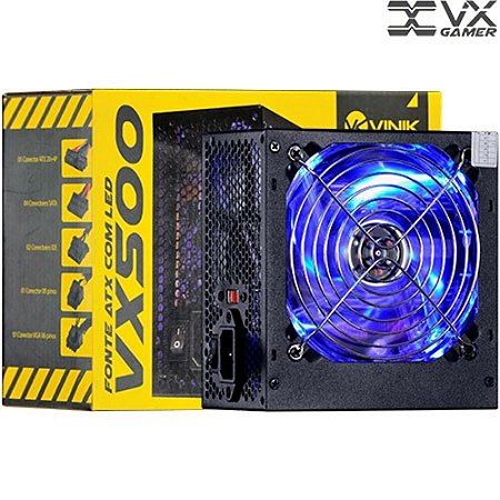 Fonte Atx  Vx500 Vx Gamer 500w Com Led Azul - Vinik