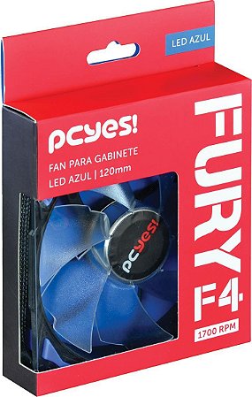 Cooler Fan Para Gabinete Fury F4 120mm Led Azul - Pcyes