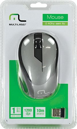 Mouse Multilaser Sem Fio 2.4Ghz Preto Grafite Usb - MO213