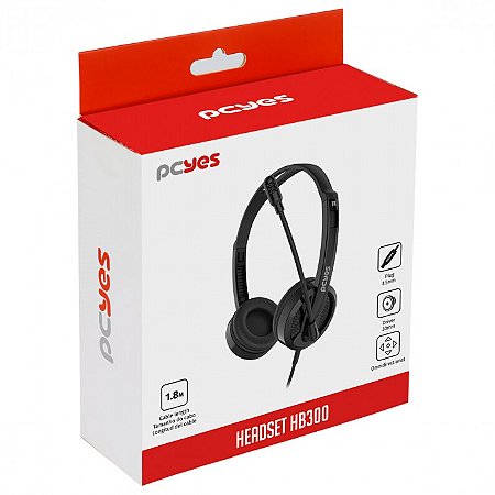 Headset Office Pcyes HB300 com Cabo P2 3.5mm - PHB300