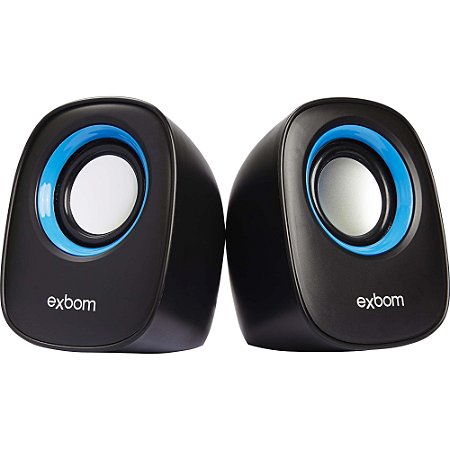 Caixa de Som USB 2.0 CS-89 - Exbom  Preto com Azul